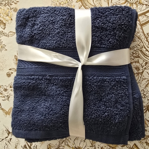 Designer Workshop 4 pack Navy Blue Bath Towel Set Cotton Soft - Picture 3 of 3